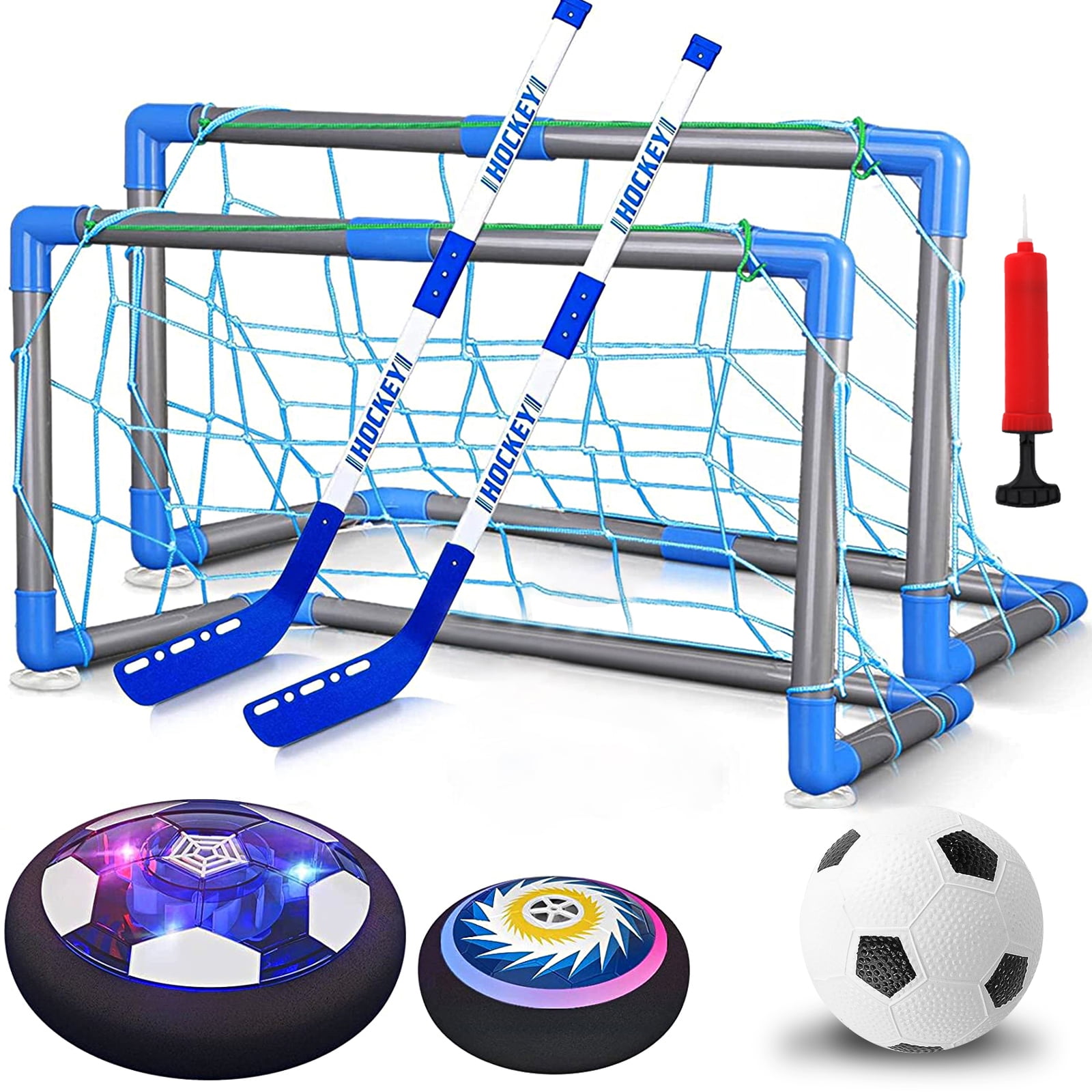 Free Shipping Hover Soccer Ball 4 in 1 Hover Soccer Ball Hockey Bowling Set for Kids 6 12 LED Soccer Games Indoor Outdoor Toys Birthday Christmas Gifts for Kids Boys Girls 3 4 5 6 7 8 9 Year Old Walma...