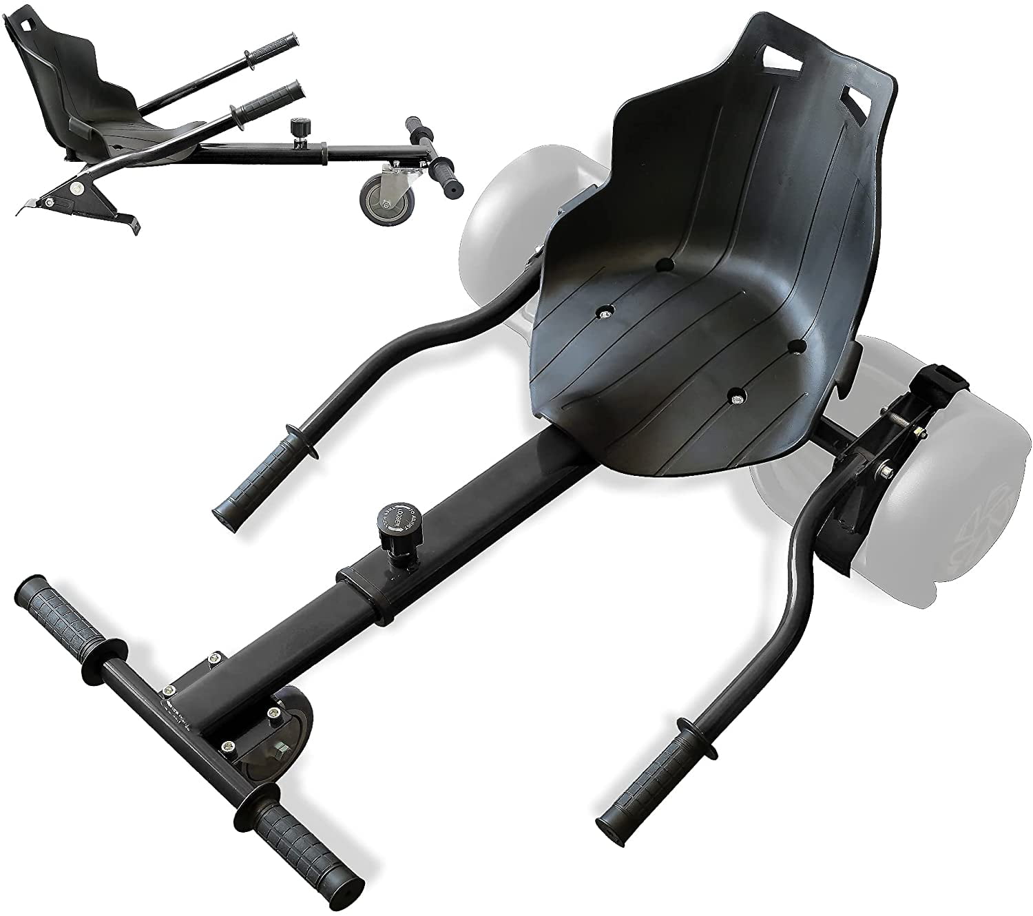 HoverFUN Hover Kart Go Kart Adjustable Seat Attachment for 6.5" Hover-Board Buggy - Black