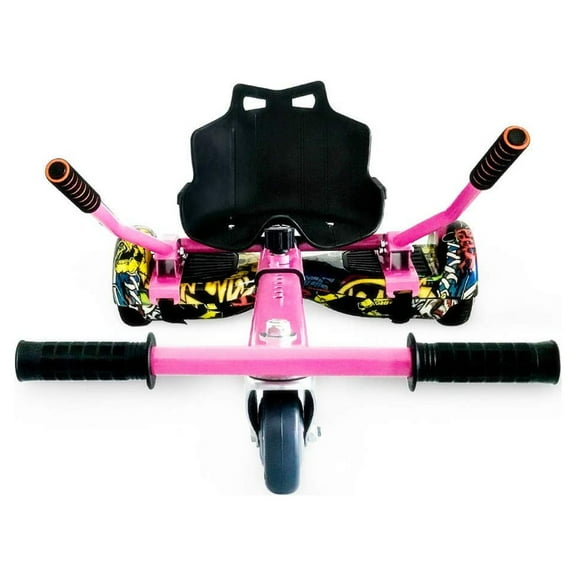 HoverFUN Hover Kart Go Kart Adjustable Seat Attachment for 6.5" Hover-Board Buggy - Pink