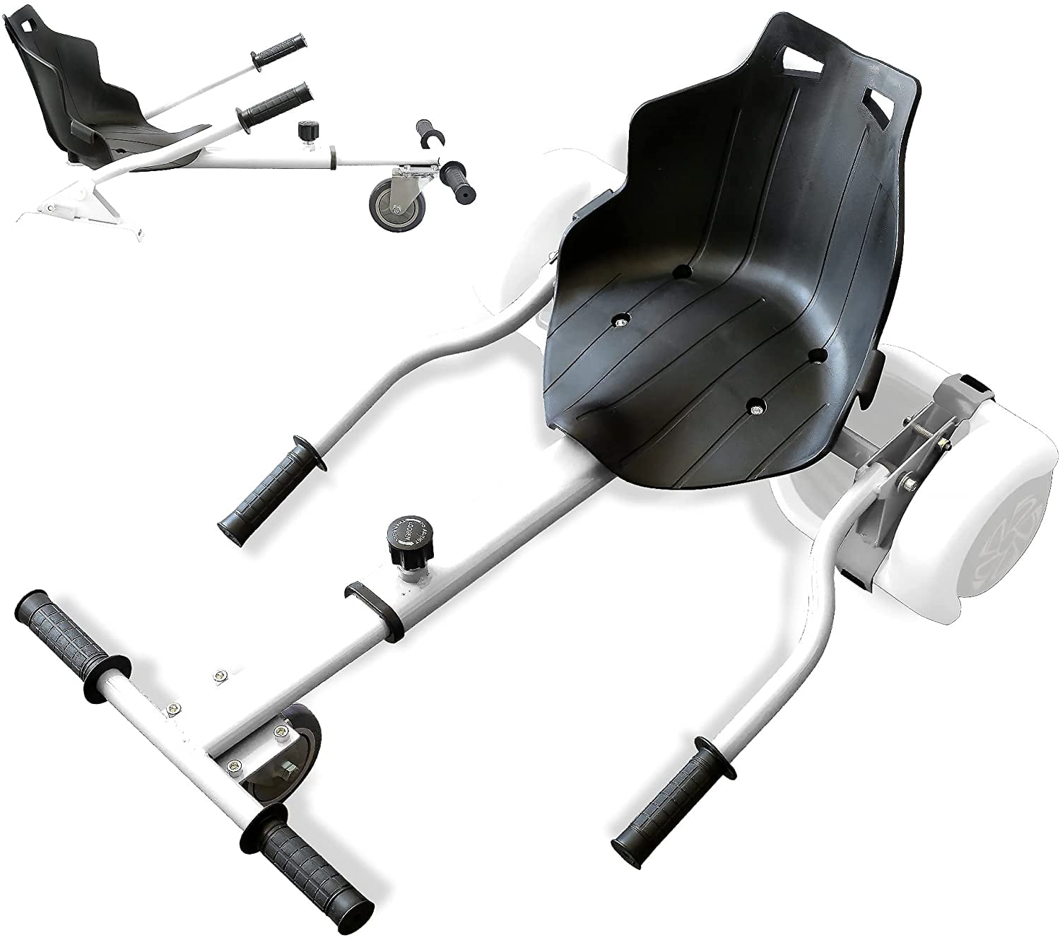 HoverFUN Hover Kart Go Kart Adjustable Seat Attachment for 6.5" Hover-Board Buggy - White