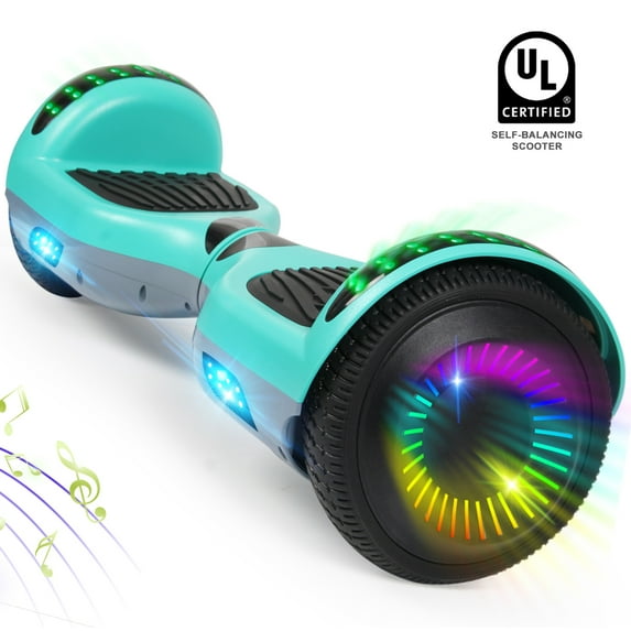 Hoverboard 6.5" Two-Wheel Self Balancing Hoverboard with LED Lights Electric Scooter and Bluetooth for Adult Kids Gift Spray Paint Green