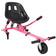 Hoverboard Go Kart Attachment for 6.5 8 10 Hoverboards, Steel Frame with Dual Shock Absorbers, Adjustable Length 33-39 Inch, Pink