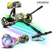 Hoverboard Go Kart Combo, 6.5" Two Wheel Self Balancing Scooter with Seat Attachment & LED Lights, Suit for Adults and Kids
