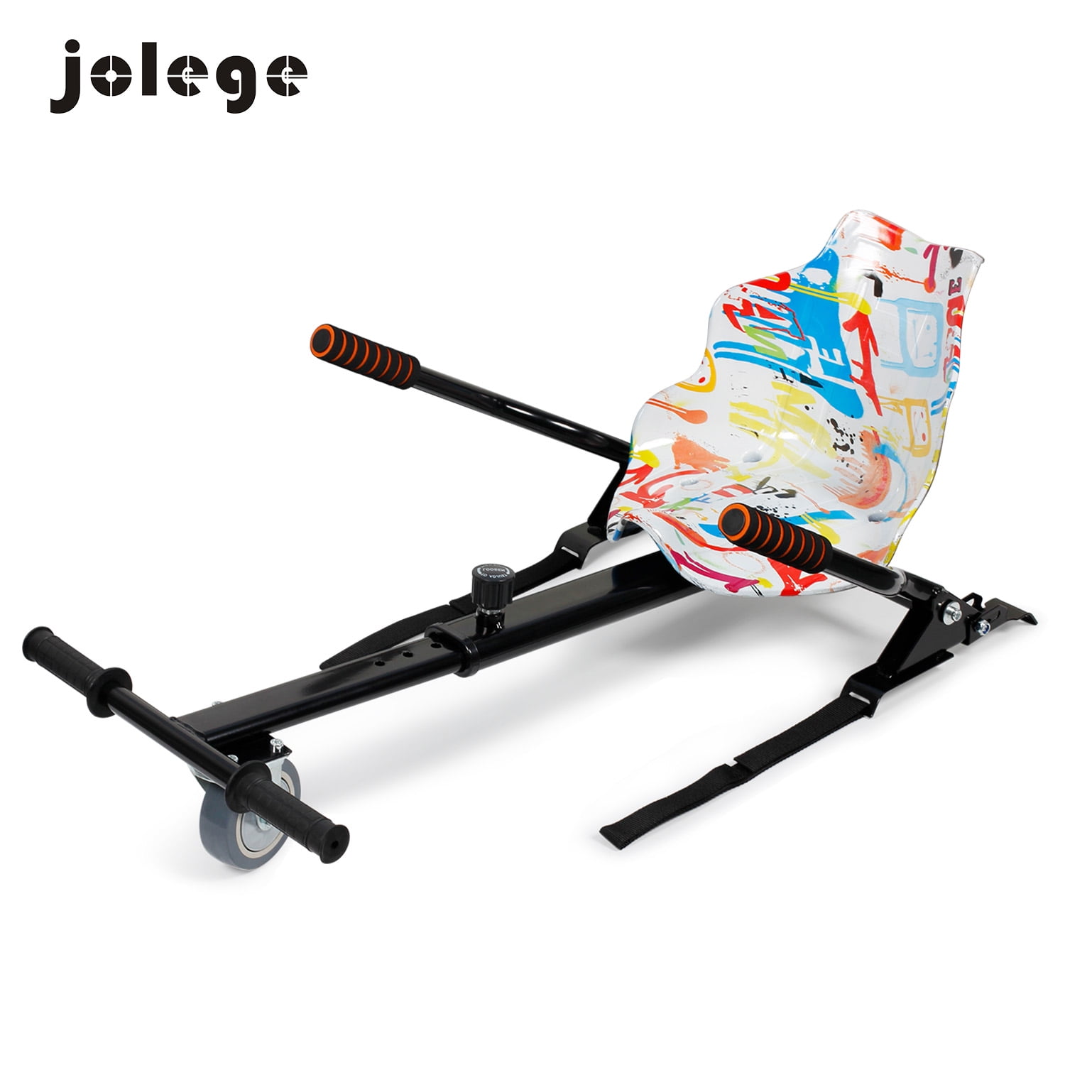 Hoverboard Go Kart Kit Hoverboard Seat Attachment Hoverkart Length-adjustable Hoverboard Attachment for Hoverboard in 6.5”-10”Graffiti White