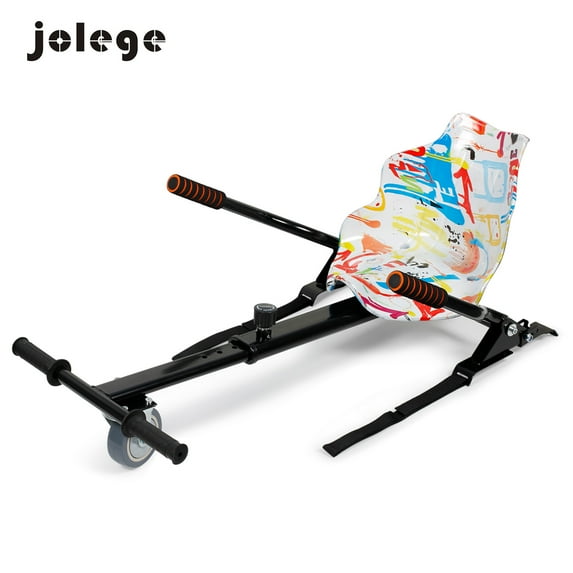 Hoverboard Go Kart Kit Hoverboard Seat Attachment Hoverkart Length-adjustable Hoverboard Attachment for Hoverboard in 6.5”-10”Graffiti White
