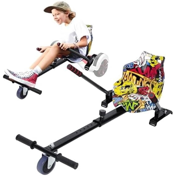 Hoverboard Seat Attachment 265lbs Capacity, 27" to 39" Adjustable Length Hover Board Go Kart Accessory w/Comfortable&Sturdy Seat,Go Cart Compatible with 6.5" 8" 10" Hoverboard,Kids Adults