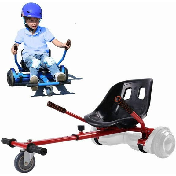 Hoverboard Seat Attachment for 6.5 8 10 Hoverboard, Go Kart Cart Conversion Kit, Accessories for Self Balancing Scooter, Hoverboard Cart for Kids and Adult, Adjustable Frame Length, Red