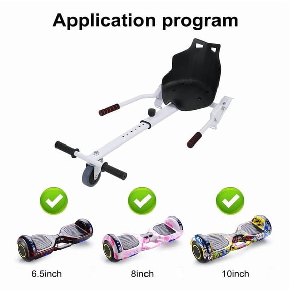 Hoverboard Seat Attachment Go Kart Conversion Kit Compatible with 6.5-10 Inch Self Balancing Scooters Adjustable Frame Length 77-88cm Sturdy Load Bearing Easy to Steer for Kids Adults