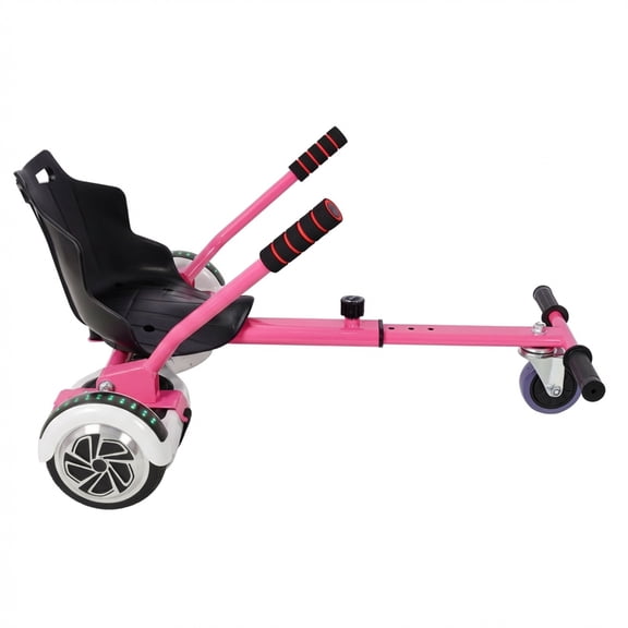 Hoverboard Seat Attachment Go-Kart, Fits 6.5 8 10 Hoverboards, Sturdy Adjustable Off-Road Frame, Pink Steel for Family Fun