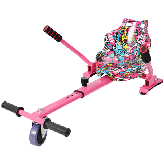 Hoverboard Seat Attachment Go-Kart for 6.5" 8" 10" Hoverboards, Adjustable Frame Hover Cart for Kids & Adults, Pink (Hoverboard Not Included)