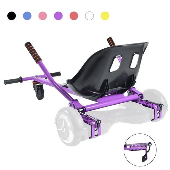 Hoverboard Seat Attachment Straps Not Required,Kids Hover Board Accessory Go Kart 265lbs Capacity, Adjustable Length 26"-34.5",Big&Sturdy Seat,Transform 6.5" 8" 10" Hoverboard Into Go Cart,Purple