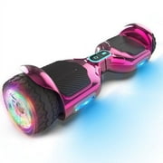 Hoverboard Self Balancing Scooter for Kids Hover Board with 6.5" wide Wheels Built-in Bluetooth Speaker Bright LED Lights UL2272 Certified，chrome pink