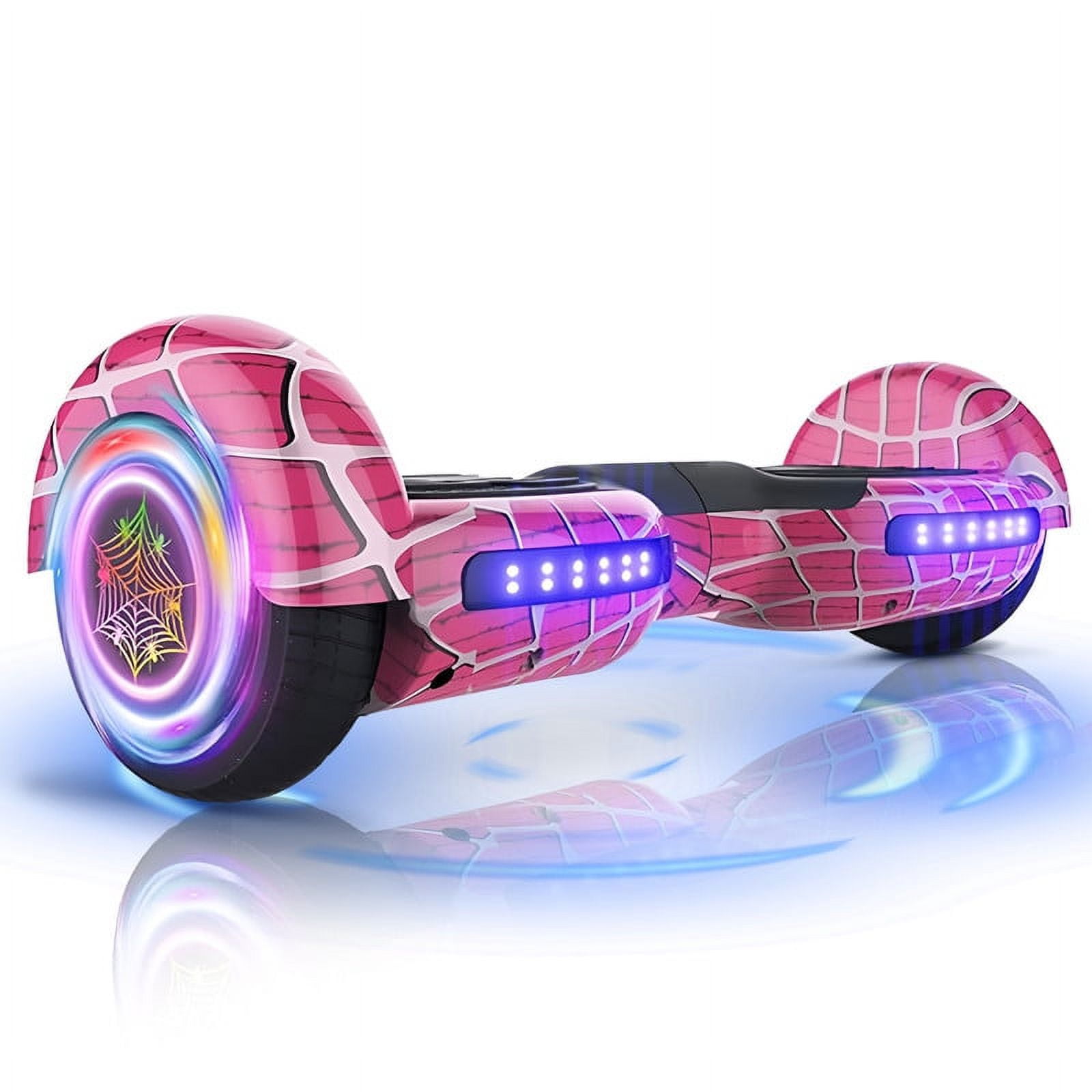 Hoverboard for Kids Ages 6 12 6.5 inch Self Balancing Two Wheel Scooter with Flashing LED Lights Spider Pink Walmart