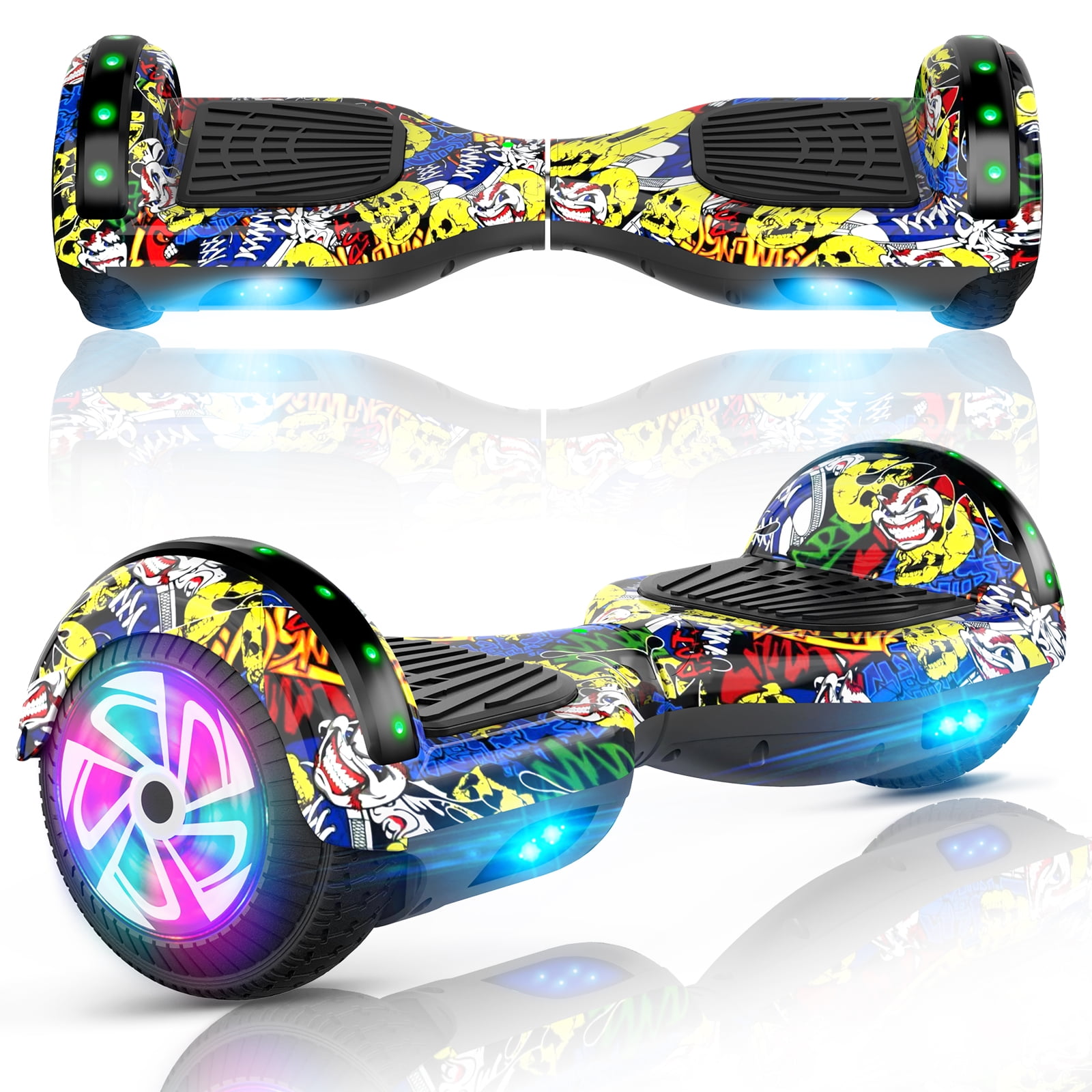 Hoverboard with Bluetooth and LED Lights 6.5 Two Wheel Self Balancing Electric Scooter for Kids and Adults Graffiti Walmart