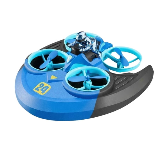 Hovercraft Drone, Mini Quadcopter with Action Figure Rider, Remote Toys for Student, Birthday Gift for Boys Water and Outdoor Play One Size Blue