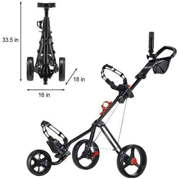 Hoveroid Foldable Golf Push Cart Aluminum Structure, Light Weight Suitable Golf Pull Cart for Teenagers&Adults Golf Club, Golf Course, Sports Competition 11.5-Black