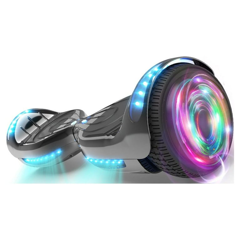 Hoverstar Flash Wheel Hover board 6.5 In. Bluetooth Speaker with LED Light Self Balancing Wheel Electric Scooter Chrome Black