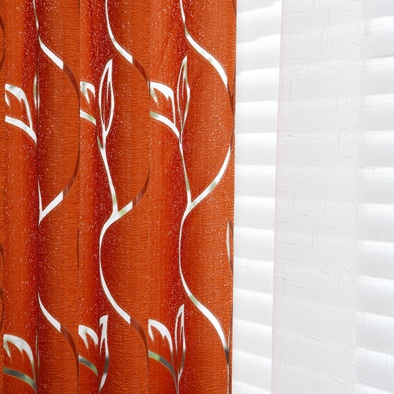 Hovilon 1 Panel Sheer Curtain Drape,Vines Leaves Sheer Valances,Embroidery Curtains with Vine and Leaf Pattern Light Filtering Semi Sheer Voile Window Curtains for Living Room and Bedroom,39x78In