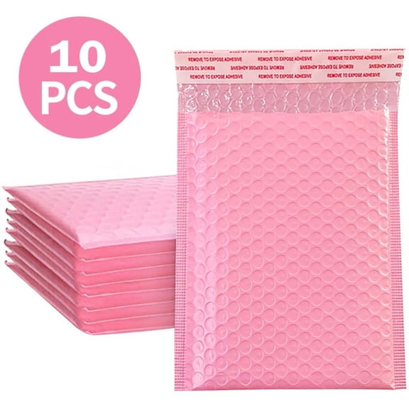Hovilon 10 Pack Pink Air Cushion Mailing Bags - Waterproof Plastic Bubble Mailers with Shock Absorption, Lightweight Protective Envelopes for Shipping Electronics, Jewelry, Cosmetics & Fragile Items