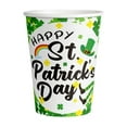 thumbnail image 1 of Hovilon 10PCS St. Patrick's Day Paper Cupss Set，Shamrock Round Disposable Plates Lucky Clover Decorative Dinner Tableware for Irish Holiday Birthday Table Decor Party Supplies（9Oz）, 1 of 2