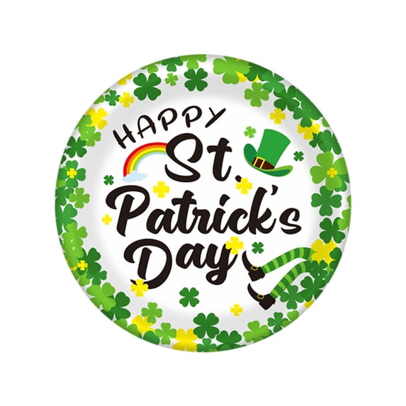 Hovilon 10PCS St. Patrick's Day Plates Set,Shamrock Round Disposable Plates Clover Decorative Dinner Tableware for Irish Holiday Birthday Table Decor Party Supplies(9In)