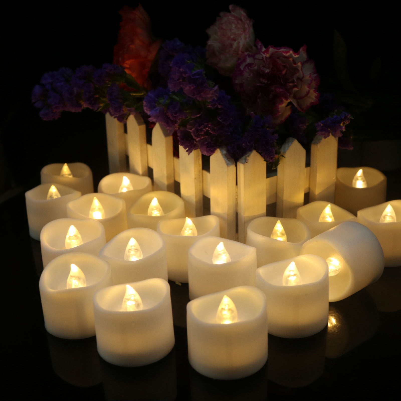 Warm White LED Flameless Tealight Candles Set of 12