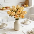 thumbnail image 1 of Hovilon 12 Pcs Yellow Artificial Roses - 9.8-Inch Realistic Faux Silk Flower Stems, Elegant Fake Floral Bouquet for DIY Wedding Centerpieces, Bridal Showers, Valentine's Day, and Home Vase Decor, 1 of 7