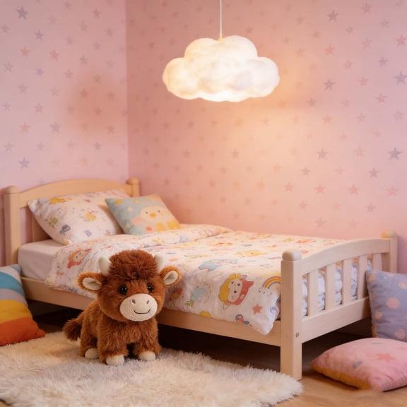 Hovilon 15cm Cute Highland Cow Stuffed Animal, Soft Brown Plush Toy with Horns for Kids and Babies, Small Scottish Cattle Doll for Nursery Bedroom Decor, Fluffy Farm Animal Plushie Gift