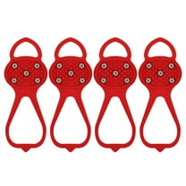 Hovilon 2 Pairs Non Slip Gripper Spikes Ice Cleats，Snow Traction Cleats Crampons for Women Men Walking and Running on Snow and Ice（M-Red）