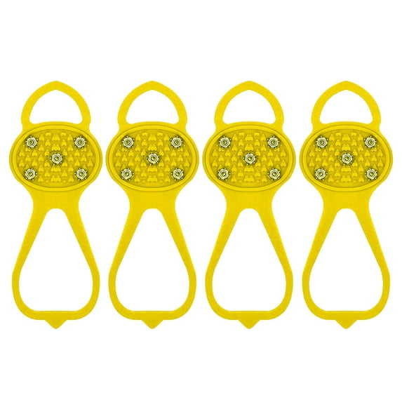 Hovilon 2 Pairs Non Slip Gripper Spikes Ice Cleats,Snow Traction Cleats Crampons for Women Men Walking and Running on Snow and Ice(S-Yellow)