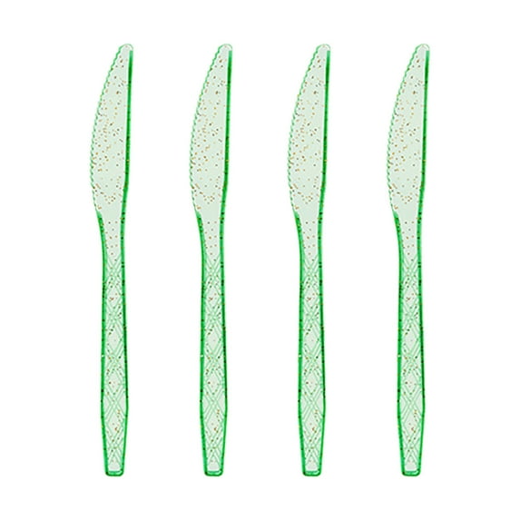 Hovilon 24 Pcs St. Patrick's Day Tableware Set,Green Lucky Shamrock Disposable Knives for St. Paddy's Day,Irish-Themed Birthday Party Supplies