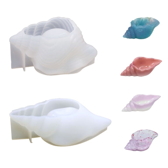 Hovilon 2Pcs Large Seashell Silicone Molds for Epoxy Resin Casting, Realistic Shell Resin Jewelry Tray Candle Soap Mold, Flexible Non-Stick DIY Home Decor Storage Box, Reusable Craft Supplies