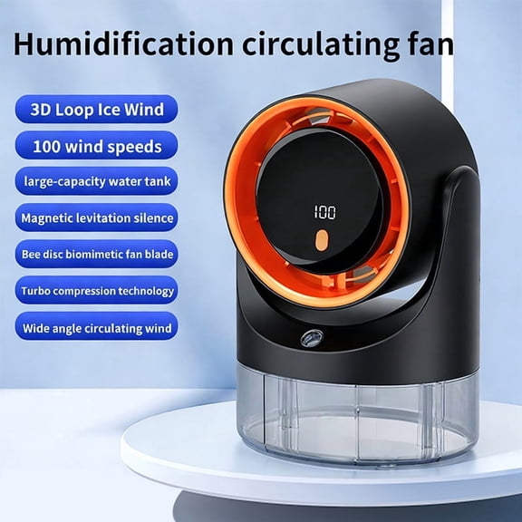 Hovilon 3-in-1 Desktop Fan with LED Mood Light, USB Rechargeable Portable Air Cooler with Humidifier, 5 Speed Quiet Hanging Table Fan for Office Home Bedroom Camping
