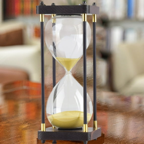 Hovilon 30 Minutes Hourglass Sand Timer,Hour Glass with Sand Decoration for Kids,Sand Clock Watch for Room Birthday Tea Coffee Table Book Shelf School Game Ornament Wooden(Yellow Sand)