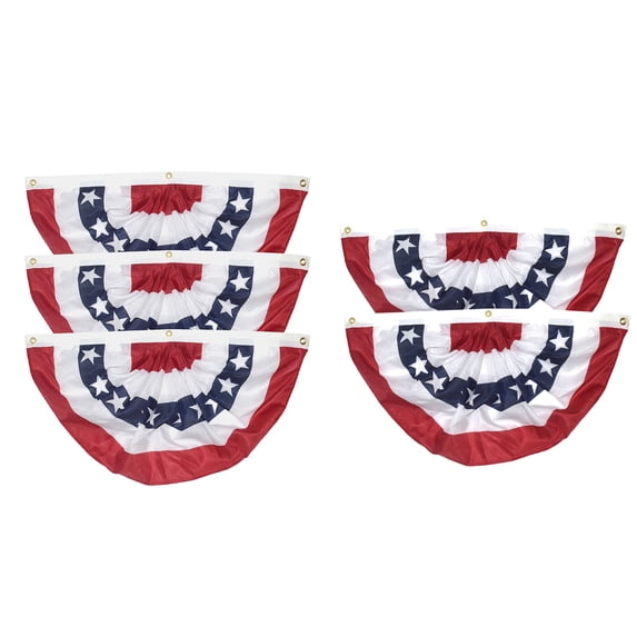 Hovilon 5 Pack Fan Shaped Flag - Patriotic USA Bunting Banner, Red White Blue Independence Day Decor, Weather Resistant Polyester Garden Yard Flags for Memorial Day Veterans Day Election Party