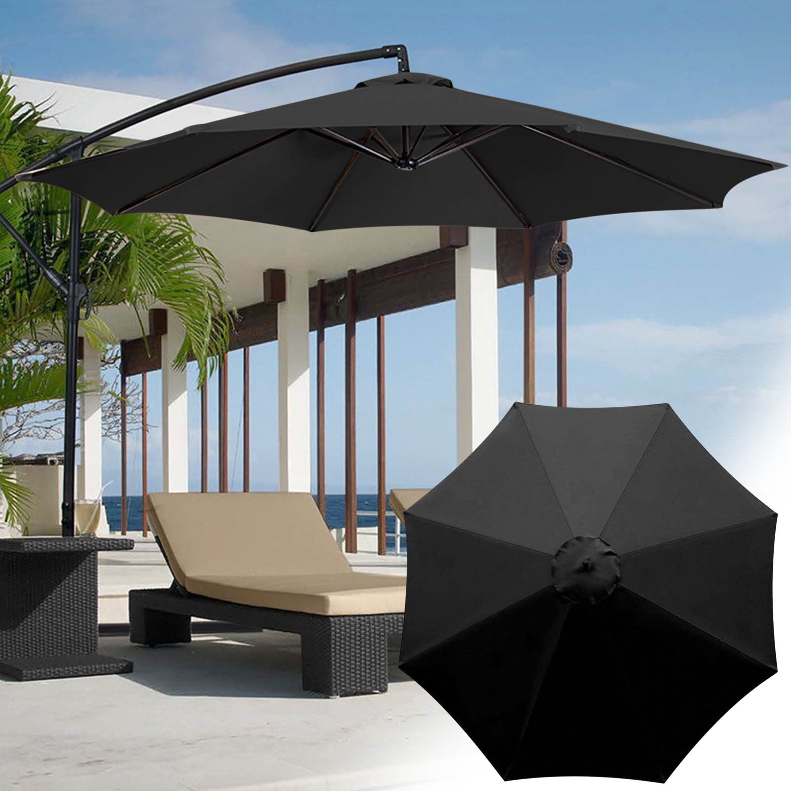 Hovilon 8 Ribs Outdoor Patio Umbrella Fabric Outdoor Courtyard Umbrella Polyester Sunshade Umbrella for Garden, Deck, Backyard, Pool & Beach