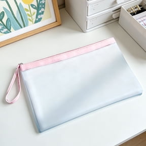 Hovilon A5 Document Organizer Bag with Handle - Large Capacity File Storage Tote for Certificates and Test Papers, Durable Plastic Archive Folder for Office and Home Organization - Pink