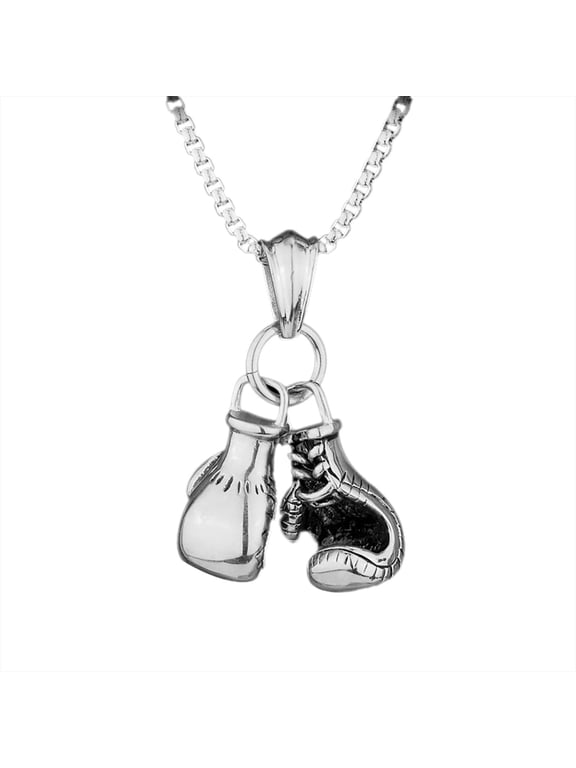 Alloy Boxing Glove Necklace,Necklaces for Men Women Boxing Gloves Pendant,Fighting Glove, Pendant & Chain, Hip Hop Sports Fan Jewelry(Silver)