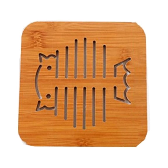 Hovilon Bamboo Trivets for Hot Dishes, Wood Hot Pads for Countertops and Kitchen, Decorative Trivets for Hot Pots and Pan, Versatile Hot Pan Mat, Quartz Countertops Protection,,Square(Owl)