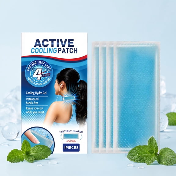 Hovilon Body Cooling Patches for Summer Outdoor, Breathable Cold Compress for Daily Exercise Sports, Physical Cool Down Heat Relief, Portable Lightweight Gel Patch for Jogging Cycling Hiking, 4 Pcs