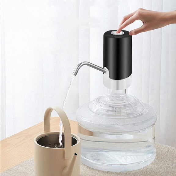 Hovilon Bottled Water Pump - Automatic Electric Water Dispenser with Built-In Rechargeable Battery, USB Charging Portable Water Pump for Home Office Hotel Restaurant Use, Black
