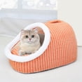 thumbnail image 1 of Hovilon Cat Sleeping Bed, Semi-Enclosed Plush Pet Nest with Dual-Tone Macaron Design, Warm Washable Cave Bed for Small Medium & Large Cats and Dogs, Machine Washable Indoor Cozy Haven, Orange, 1 of 6