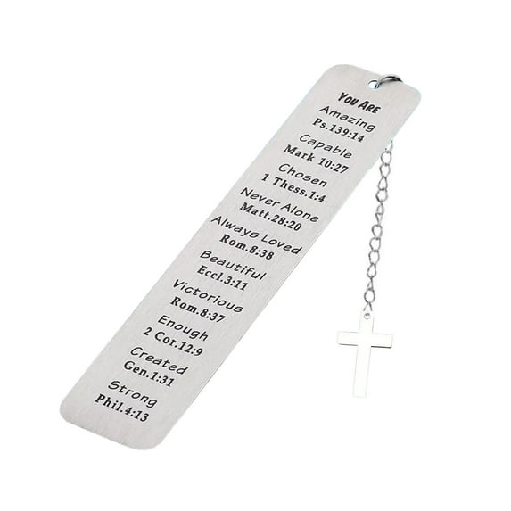 Hovilon Christian Metal Bookmarks Gifts - Inspirational Bible Verse Bookmarks Gift for Book Lovers Pretty Bookmarker with Cross Pendant for Women Religious Book Mark Gifts for Friends(2PC)