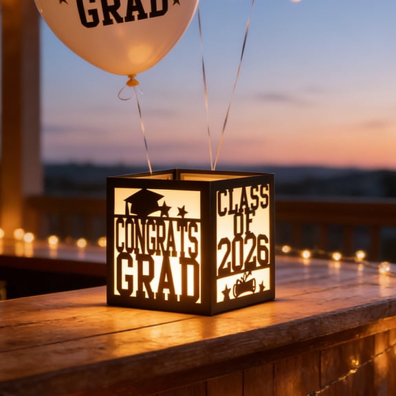 Hovilon Class of 2026 Graduation Party Decorations, Black Hollow-out Paper Light Box Shades, 3D Grad Cap Table Centerpiece for 2026 Grad Party Home Display Photo Props (Lights Not Included)