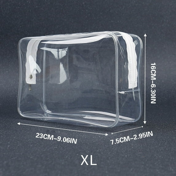 Hovilon Clear Travel Bags for Toiletries,Portable Travel Makeup Bags with Zipper,TSA Approved Clear Organizer Bags,PVC Cosmetic Pouch for Airport Airline Compliant(XL)