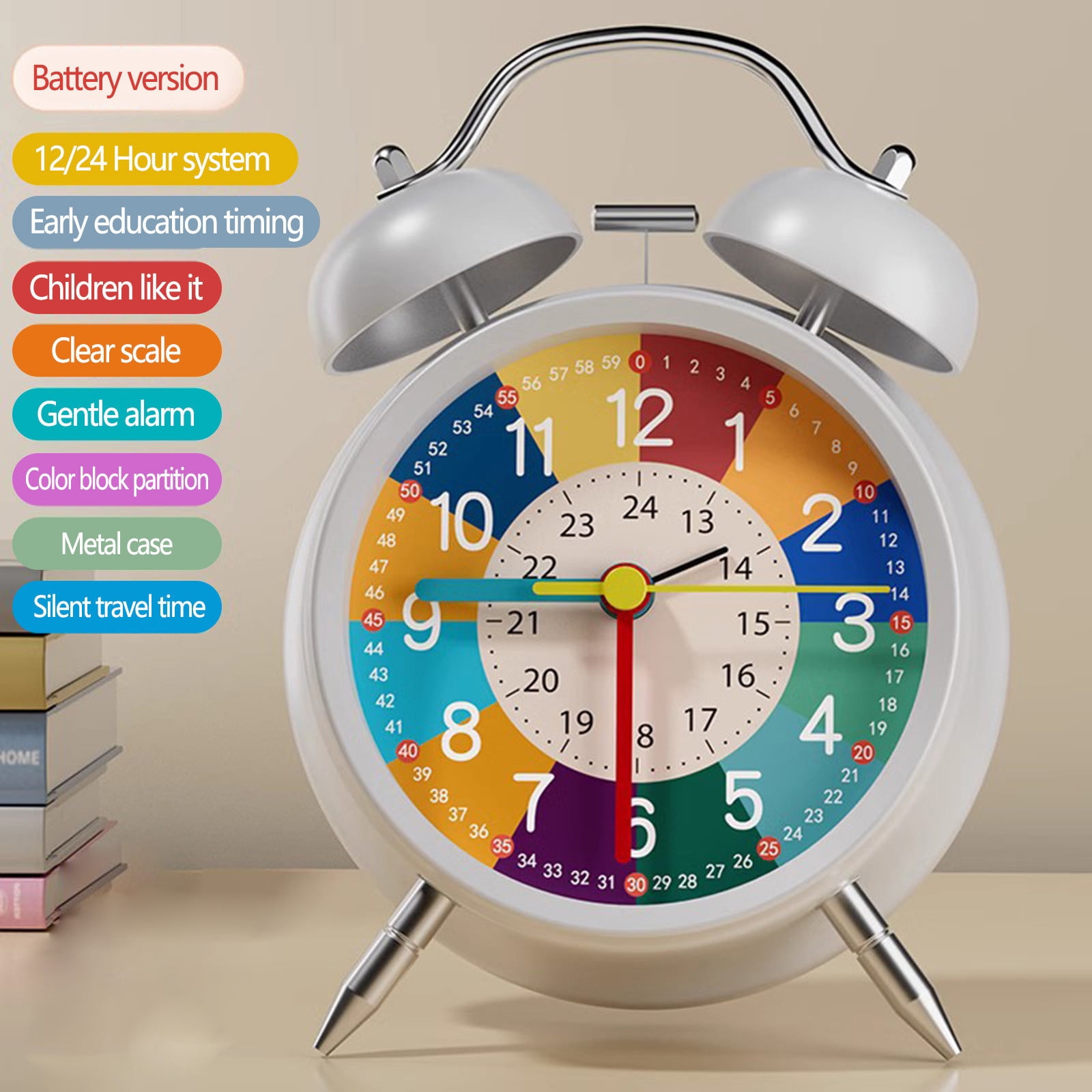 Kids Learning Wall Clock Silent Colorful Teaching Time Clock (8 - View #12
