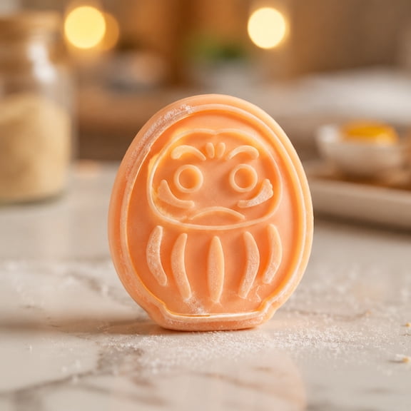 Hovilon DIY Baking Cookie Press Mold with Spring Mechanism, Plastic Four-Leaf Clover Daruma Stamped Biscuit Cutter, Embossing Kitchen Tool for Holiday Party Treats Handmade Dessert Platter Decoration
