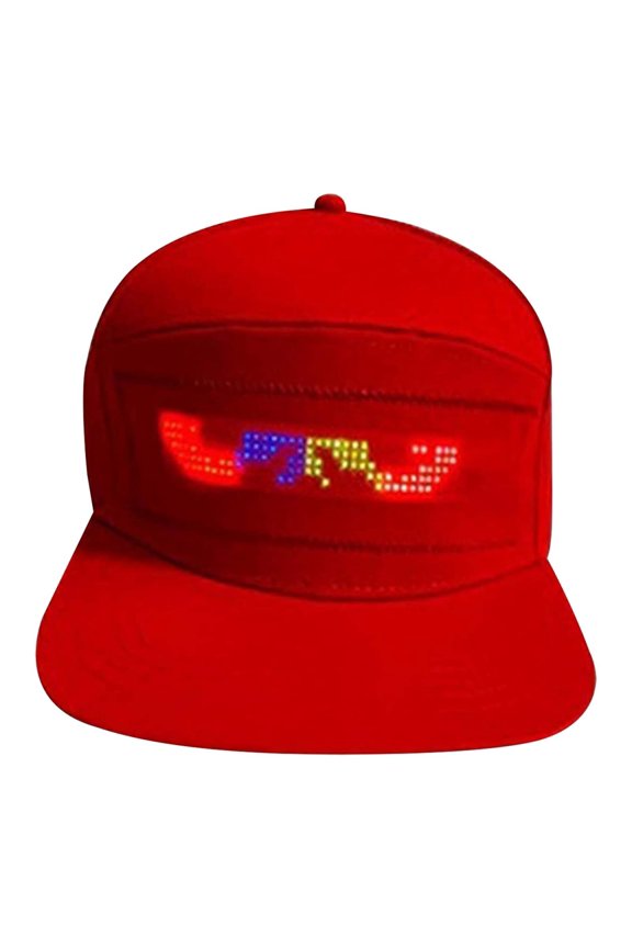Deal Animated Bluetooth Led Sign Hat Caps，Suitable for Hip hop Street Dance Party Parade Sunscreen Hiking Night Running Fishing，for Party Christmas（Red）