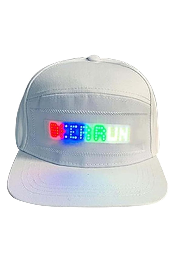 Deal Animated Led Hat - Bluetooth Custom Text Animation Graffiti Programmable LED Caps for Hip hop Street Dance Party Bar Gifts(White)