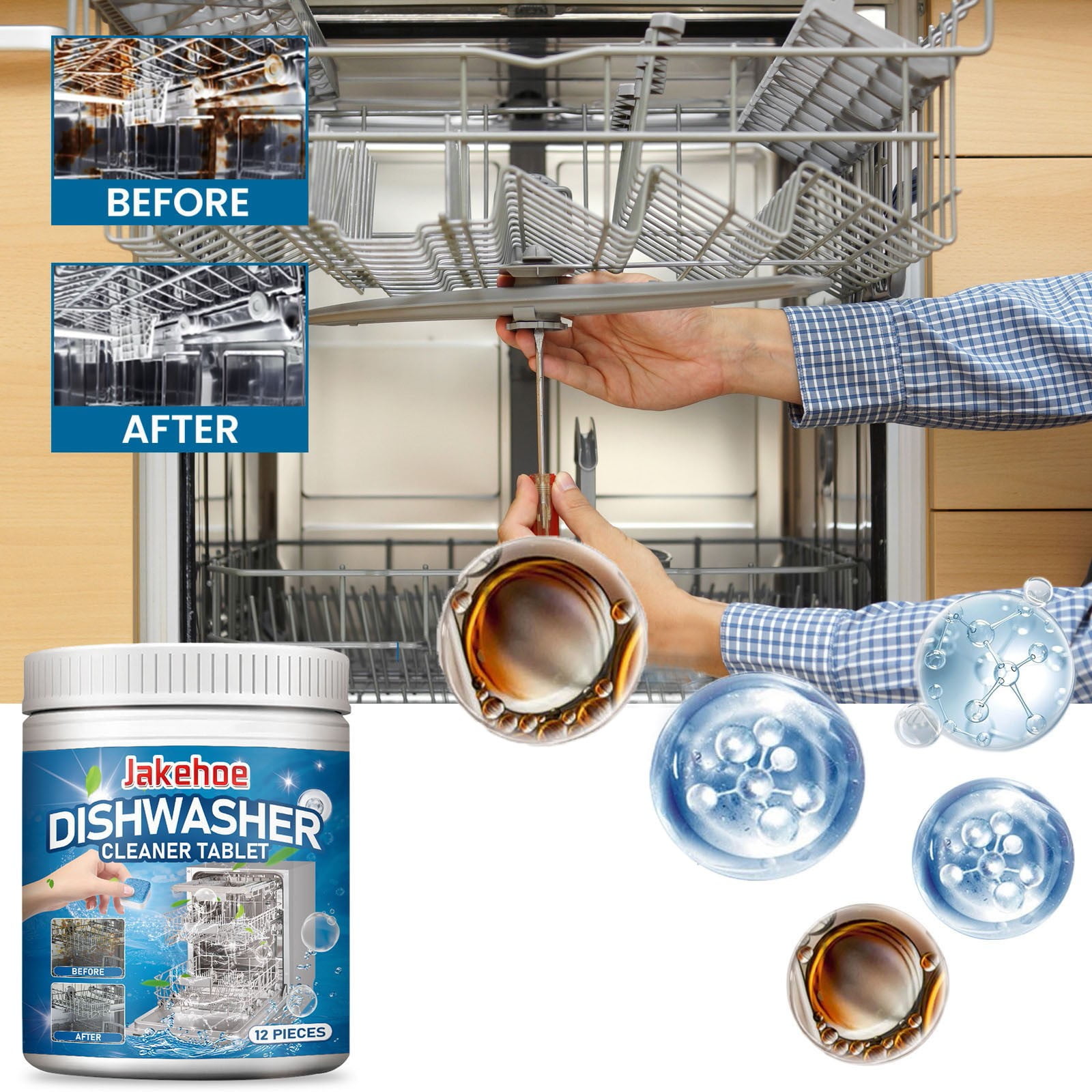 Hovilon Dishwasher Cleaner TabletsPowerful DescalingDeep Cleaning for Dish Washer Machine, Heavy Duty for Sparkling Clean